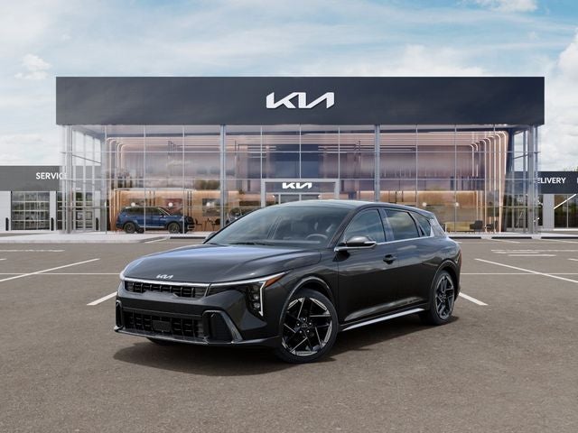 2026 Kia K4 GT-Line in Interstellar Gray — front three-quarter view