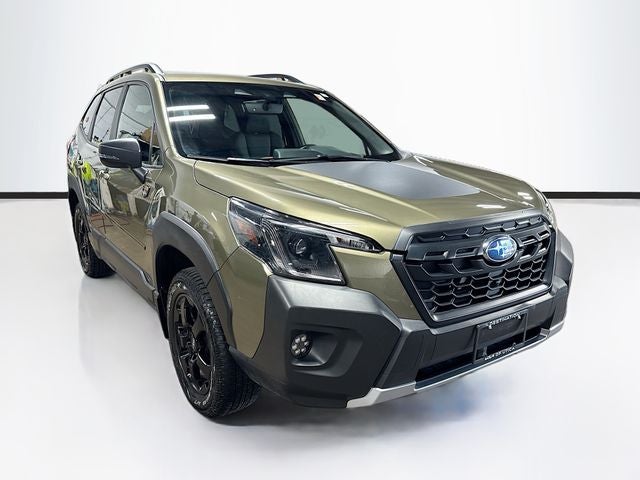 2023 Subaru Forester Wilderness in Autumn Green Metallic — front three-quarter view
