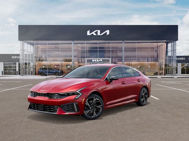 2026 Kia K5 GT-Line in Runway Red — front three-quarter view